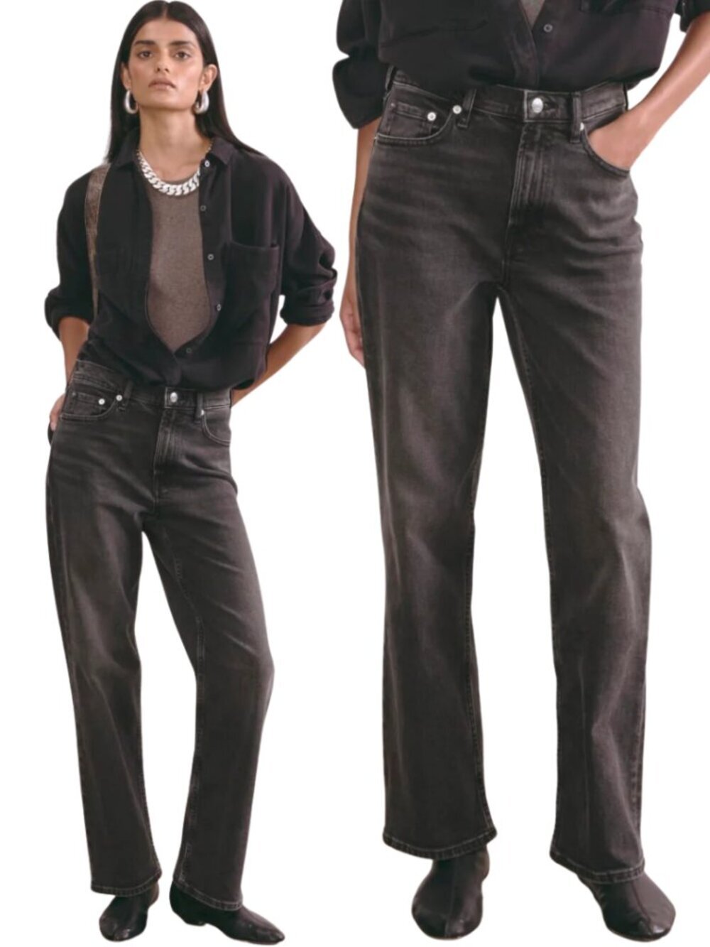 Everlane The Cheeky Straight Denim Jean Women's 31R Black Minimalist Relaxed Fit